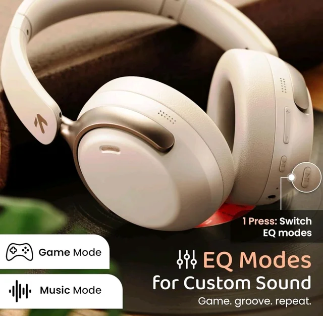 GOBOULT Soniq Over Ear Bluetooth Headphones with 70H Playtime, 40mm Bass Drivers, Zen™ ENC Mic, Type-C Fast Charging, Dual Pairing, AUX, Wireless Headphones (White)