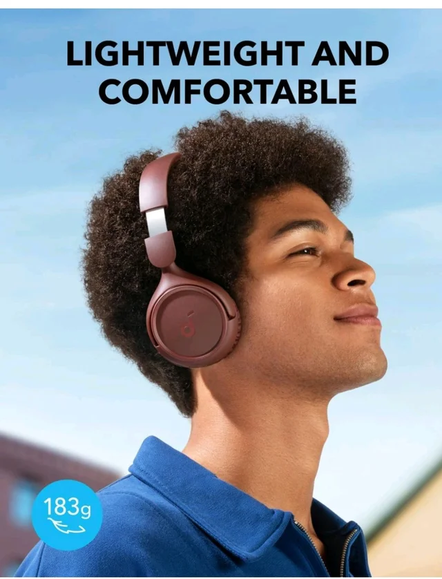soundcore H30i by Anker, Over Ear Headphones Bluetooth Wireless
Noise Cancelling Headphones, Foldable, Pure Bass, 70H Playtime, Bluetooth 5.3, Lightweight, App Connectivity(Red)
