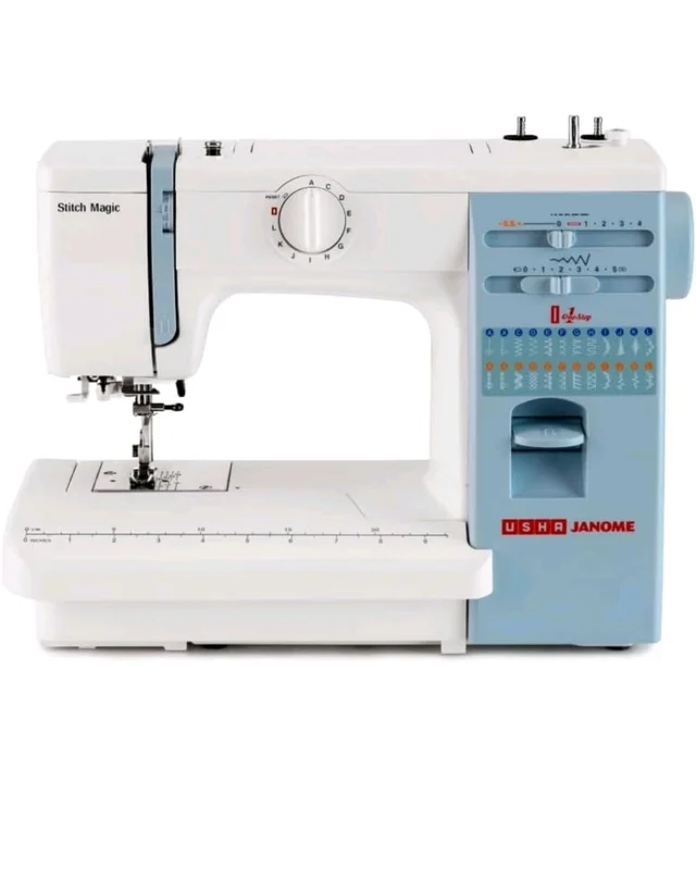 Usha Janome Automatic Stitch Magic Sewing Machine with 57 Stitch Function(White And Blue) - Without KIT