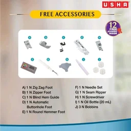 Usha Janome Automatic Stitch Magic Sewing Machine with 57 Stitch Function(White And Blue) - Without KIT