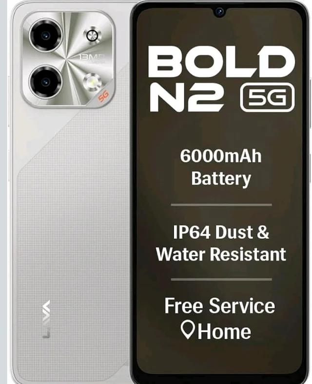 Lava Bold N2 5G (Regal Gold, 4GB RAM, 128GB Storage) | 6000 mAh Super Battery | Octacore Ultrafast Processor | Biggest 6.75 (HD+) 120Hz Display | IP64 Dust & Water Resistant | Free Service @ Home - Regal Gold