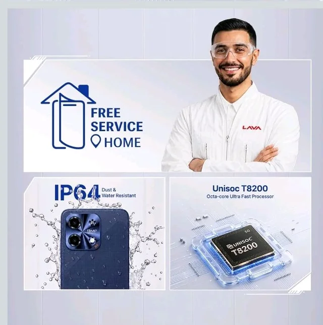 Lava Bold N2 5G (Regal Gold, 4GB RAM, 64GB Storage) | 6000 mAh Super Battery | Octacore Ultrafast Processor | Biggest 6.75 (HD+) 120Hz Display | IP64 Dust & Water Resistant | Free Service @ Home - Regal gold