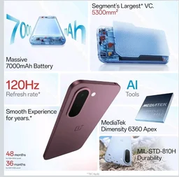 OnePlus N6x | 4GB+64GB | Burgundy Red | 7000mAh Battery | Power for Days | 36-Months Smoothness | Smooth 120Hz Display | Largest 5300mm2 Cooling System | Military-Grade Durability - Burgundy Red