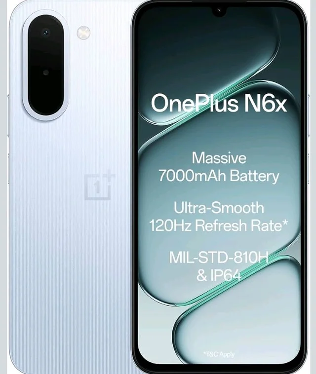 OnePlus N6x | 4GB+64GB | Ice Blue | 7000mAh Battery | Power for Days | 36-Months Smoothness | Smooth 120Hz Display | Largest 5300mm2 Cooling System | Military-Grade Durability - Ice Blue
