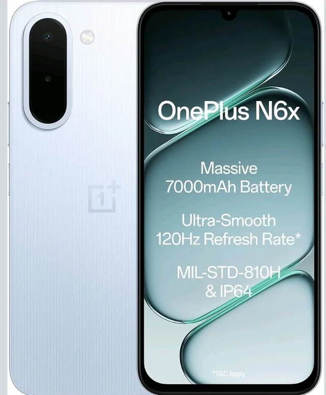 OnePlus N6x | 4GB+128GB | Ice Blue | 7000mAh Battery | Power for Days | 48-Months Smoothness | Smooth 120Hz Display | Largest 5300mm2 Cooling System | Military-Grade Durability