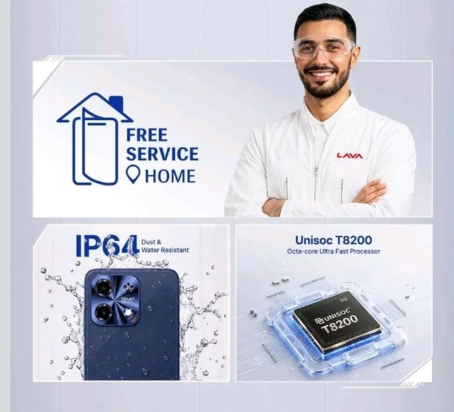 Lava Bold N2 5G (Billionaire Blue, 4GB RAM, 64GB Storage) | 6000 mAh Super Battery | Octacore Ultrafast Processor | Biggest 6.75 (HD+) 120Hz Display | IP64 Dust & Water Resistant | Free Service @ Home - Billinaire Blue