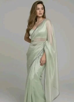 Unique Store Women Sari with Net Fabric, Elegant Lace Border and Pearl Work, Designer Saree for women