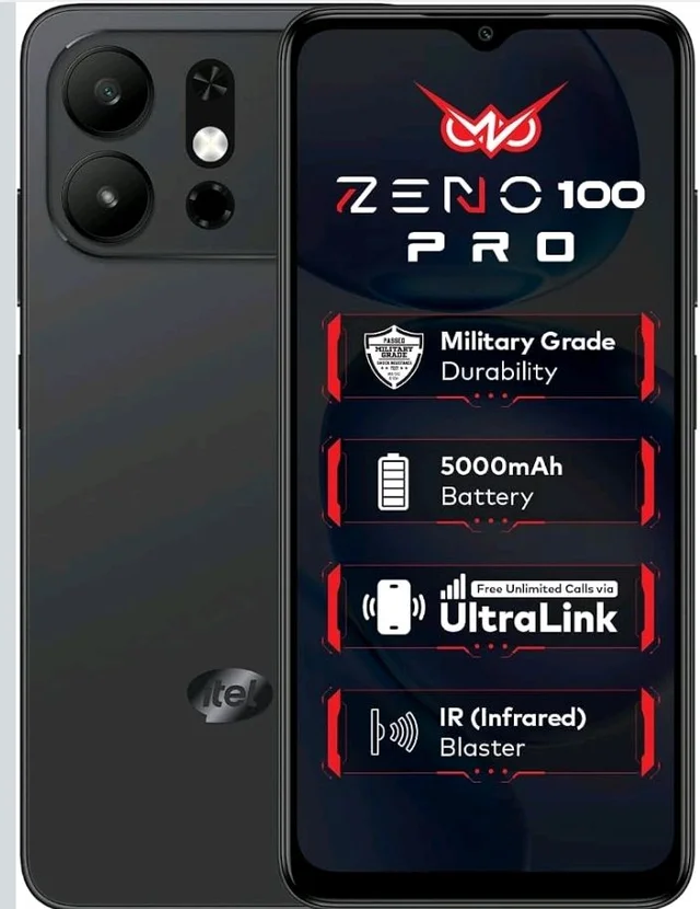 Zeno 100 Pro | 3GB RAM + 5GB Virtual RAM, 64GB Storage | 5000mAh Battery | UNISOC Octa-Core Processor | DTS Sound | Military Grade Protection | 6.6" 90Hz HD+ Display | Android 15 Go | Natural Black - Natural black