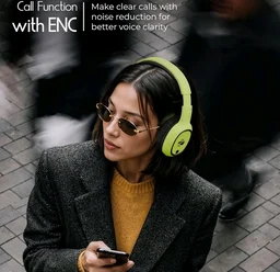 ZEBRONICS Thunder Bluetooth Wireless On Ear Headphone FM, mSD, 60hrs Playback with Mic (Neon Yellow)