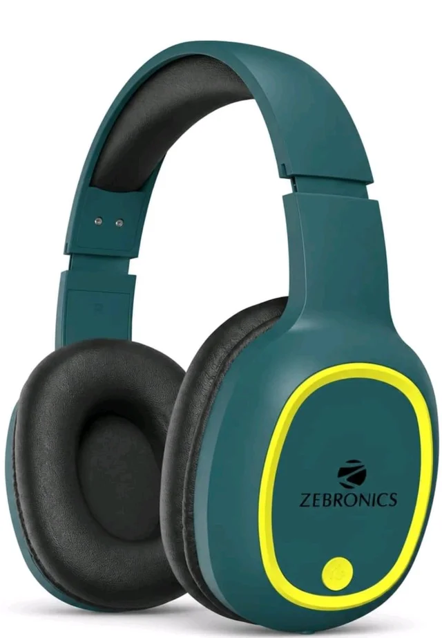 Zebronics Thunder (2026 Upgrade) Wireless Headphones, BT v6.0, True 60 hrs Playback, 40mm Drivers, ENC, Gaming Mode, Dual Pairing, AUX & microSD, Rapid Charging, Call Function (Teal Green)