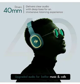 Zebronics Thunder (2026 Upgrade) Wireless Headphones, BT v6.0, True 60 hrs Playback, 40mm Drivers, ENC, Gaming Mode, Dual Pairing, AUX & microSD, Rapid Charging, Call Function (Teal Green)