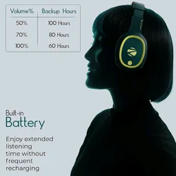 Zebronics Thunder (2026 Upgrade) Wireless Headphones, BT v6.0, True 60 hrs Playback, 40mm Drivers, ENC, Gaming Mode, Dual Pairing, AUX & microSD, Rapid Charging, Call Function (Teal Green)