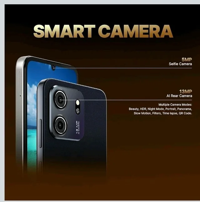 Lava Bold N2 Lite (Kolar Gold, 3 GB RAM, 64 GB Storage) | 6.75" HD+ Display | 13MP AI Dual Rear Camera | 5000 mAh Battery | Secure Face Unlock | Fingerprint Reader | Charger & Phone-Cover in Box - Kolar Gold