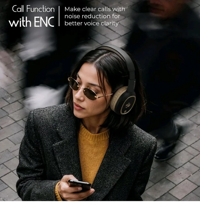 Zebronics Thunder (2026 Upgrade) Wireless Headphones, BT v6.0, True 60 hrs Playback, 40mm Drivers, ENC, Gaming Mode, Dual Pairing, AUX & microSD, Rapid Charging, Call Function (Brown)