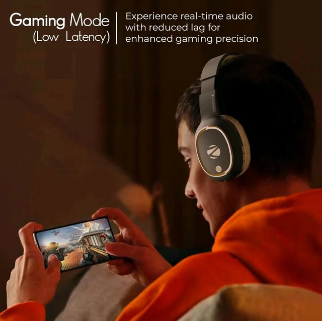 Zebronics Thunder (2026 Upgrade) Wireless Headphones, BT v6.0, True 60 hrs Playback, 40mm Drivers, ENC, Gaming Mode, Dual Pairing, AUX & microSD, Rapid Charging, Call Function (Brown)
