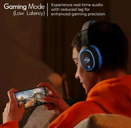 Zebronics Thunder (2026 Upgrade) Wireless Headphones, BT v6.0, True 60 hrs Playback, 40mm Drivers, ENC, Gaming Mode, Dual Pairing, AUX & microSD, Rapid Charging, Call Function (Blue)