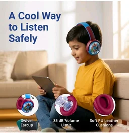 Marvel Avengers Kids Bluetooth Stereo Headphones with Mic | Swivel & Foldable Cups | Kids Safe 85dB Volume | Aux Input | 22H Playtime | Voice Assistant | Perfect for Boys | Ages 5-16