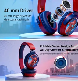 Marvel Spider-Man Kids Bluetooth Stereo Headphones with Mic | Swivel & Foldable Cups | Kids Safe 85dB Volume | Soft Padded Earcups | Aux Input | 22H Playtime|Voice Assistant|Perfect for Boys|Ages 5-16
50+ bought in past month