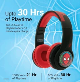 Marvel Spider-Man Kids 3D Bluetooth Wireless Stereo Headphones with Mic| Foldable Ear Cups | Kids Safe 85dB Volume| Aux & SD Card Input | RGB Lights | 30H Playtime | Perfect for Boys | Ages 5-16