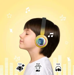 WatchOut Galaxy Kids Headphones with Safe Sound as per WHO, 500+ Inbuilt Audio Stories, DIY Magnets, LED, Bluetooth + Wired, Mic for School, Gift, Boys, Girls, Children, Teens, Age 3-18 (Hello Yellow)