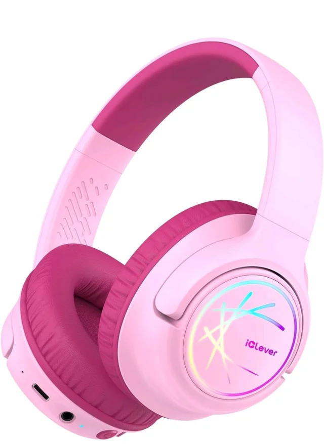 iClever Kids Bluetooth On Ear Headphones With Led Lights, Bth18 Safe Volume 74/85/94Dba, 43H Playtime, Bluetooth5.3 Kids Headphones Wireless For Travel,