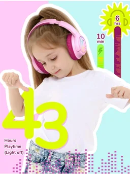 iClever Kids Bluetooth On Ear Headphones With Led Lights, Bth18 Safe Volume 74/85/94Dba, 43H Playtime, Bluetooth5.3 Kids Headphones Wireless For Travel,