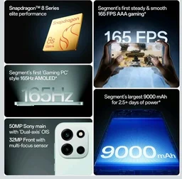 OnePlus Nord 6 | 8GB+256GB | Pitch Black | Snapdragon 8s Gen 4 | Segment's First Stable 165FPS Gaming | Segment's Largest 9000mAh Battery | Most Complete IP Rating | Personalized AI - Pitch Black