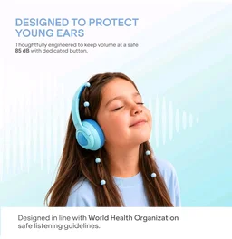 boAt Sailor Play Wireless Kids Headphone w/85dB Volume Limiter, 40mm Driver Tuned for Kids, Soft & Plush Earcups, Lightweight & Durable Build, Adaptive Fit, 60H Battery, Bluetooth v5.4 (Shark Blue)