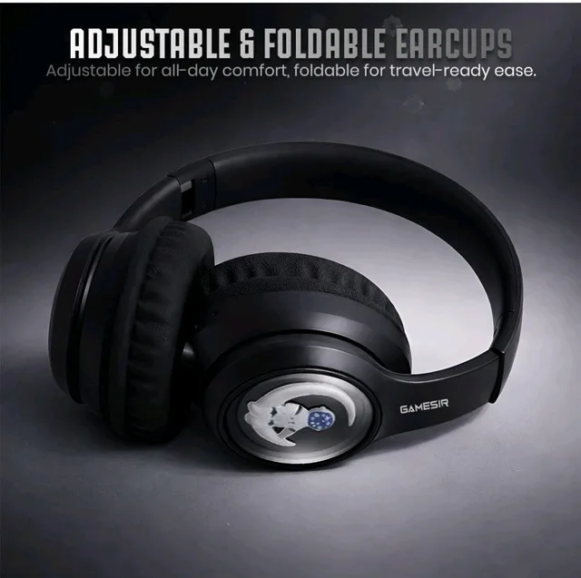 GameSir Astro Junior Wireless Headphones with 40mm Drivers, Deep Bass Stereo Sound, Bluetooth 5.3, Over-Ear Noise Isolation Headset with LED Light, Built-in Mic for PC, Mobile & Laptop (Black)