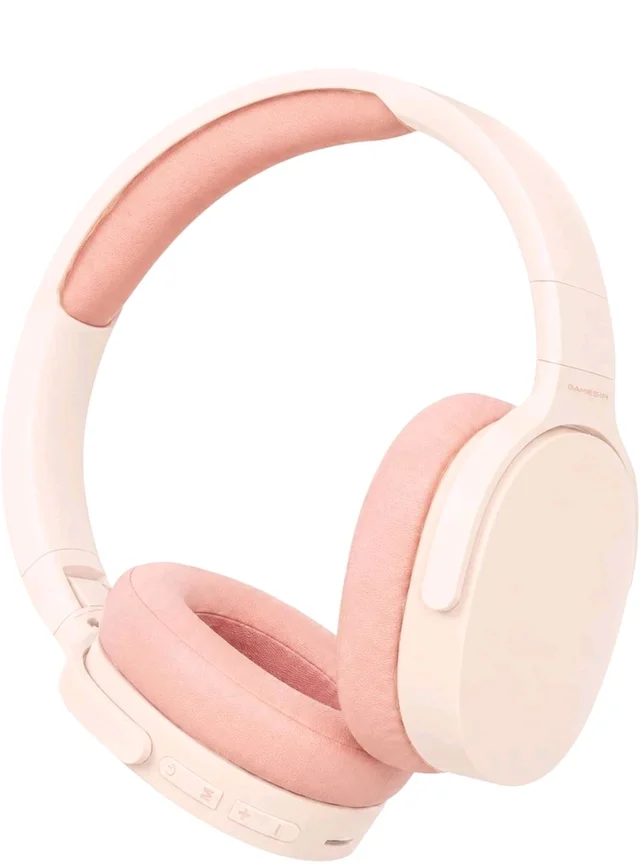 GameSir BeatXtra Wireless Stereo Bluetooth Headphones V5.3, Over Ear Foldable Headset with 40mm Drivers, Soft Cushioned Ear Pads, Built-in Mic, AUX Input, 10M Wireless Range, Teen & Adults (Pink)