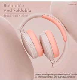 GameSir BeatXtra Wireless Stereo Bluetooth Headphones V5.3, Over Ear Foldable Headset with 40mm Drivers, Soft Cushioned Ear Pads, Built-in Mic, AUX Input, 10M Wireless Range, Teen & Adults (Pink)