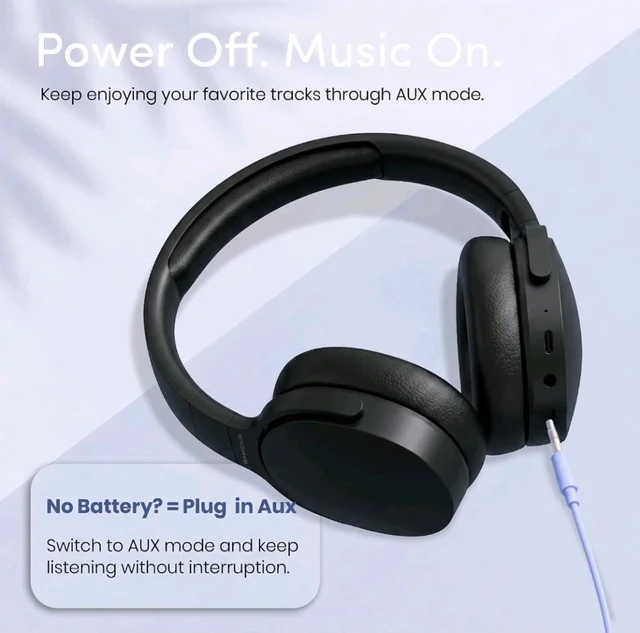 GameSir BeatXtra Wireless Stereo Bluetooth Headphones V5.3, Over Ear Foldable Headset with 40mm Drivers, Soft Cushioned Ear Pads, Built-in Mic, AUX Input, 10M Wireless Range, Teen & Adults (Black)