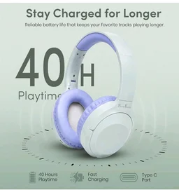 PunnkFunnk BeatXtra Lite Premium Wireless Bluetooth Headphones V5.3, Over Ear Stereo Headset with Built-in Microphone, 40mm Drivers, AUX Mode, Comfortable Cushions, Up to 250 Hours Standby (Blue)