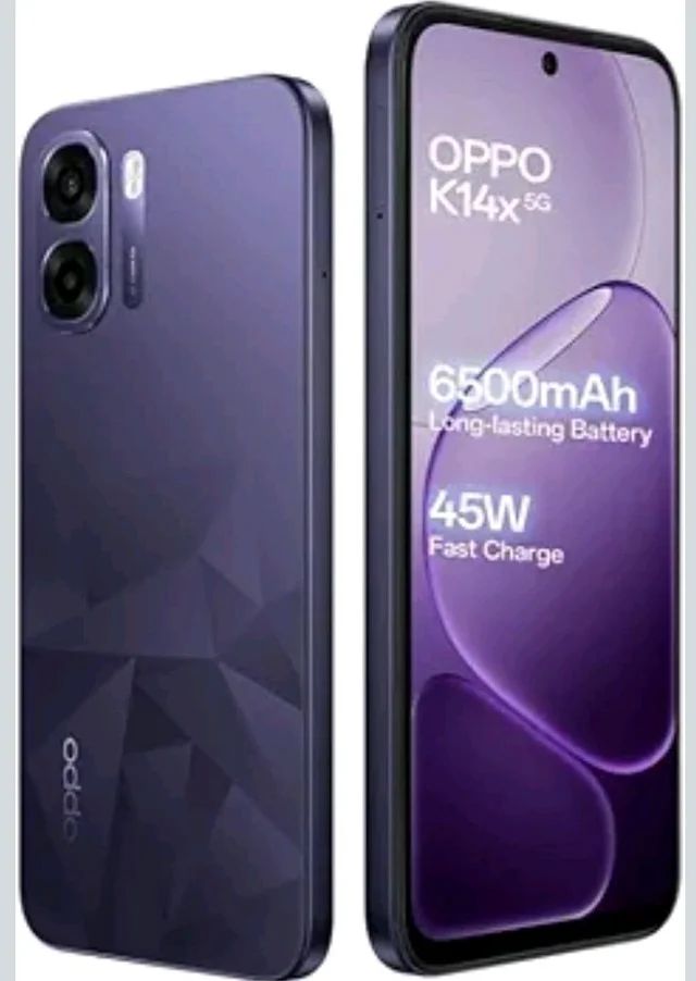 OPPO K14x 5G Smartphone, Prism Violet, 4GB RAM, 64GB Storage, 6500mAh Battery, 45W Fast Charge - Violet