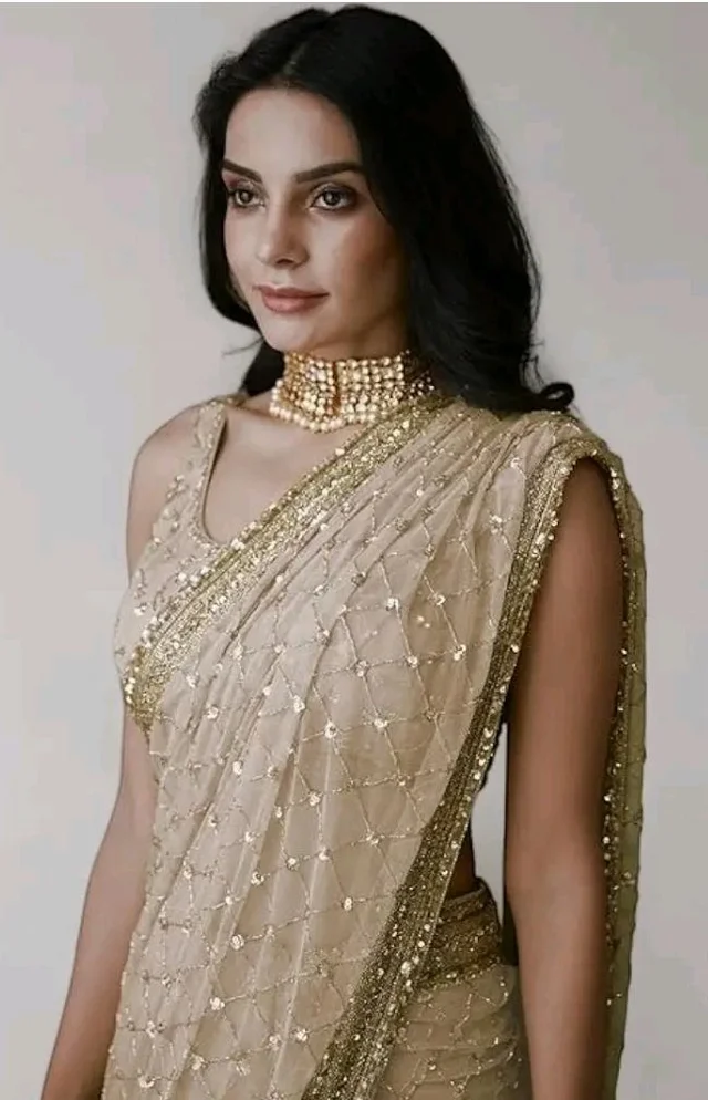 VAIRAGEE Women Soft Net Silk Jari Square Shape Embroidery & Sequence Work Saree With Unstiched Blouse(6097)