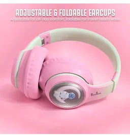 PunnkFunnk Astro Junior Wireless Bluetooth Headphones with BT 5.3, Noise Cancelling, Hi-Res Audio, 40mm Drivers, Deep Bass, Memory Foam Ear Cushions, Over-Ear Headset for Kids, Teens & Adults (Pink)
