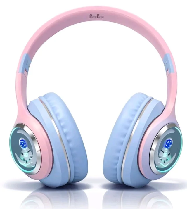 PunnkFunnk Astro Junior Wireless Bluetooth Headphones with BT 5.3, Noise Cancelling, Hi-Res Audio, 40mm Drivers, Deep Bass, Memory Foam Ear Cushions, Over-Ear Headset for Kids, Teens & Adults (Blue)