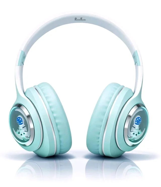 PunnkFunnk Astro Junior Wireless Bluetooth Headphones with BT 5.3, Noise Cancelling, Hi-Res Audio, 40mm Drivers, Deep Bass, Memory Foam Ear Cushions, Over-Ear Headset for Kids, Teens & Adults (Green)