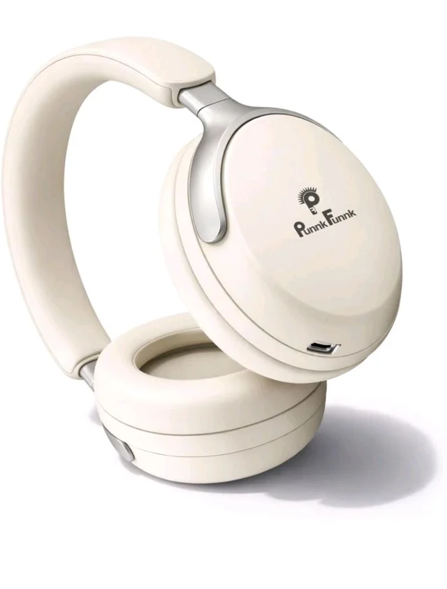 PunnkFunnk Bass Over-Ear Bluetooth Wireless Headphones with Deep Bass, 40mm Drivers, Built-in Mic, Foldable Design, Soft Cushioned Ear Cups, AUX & TF Support for Music, Gaming & Calls (White)