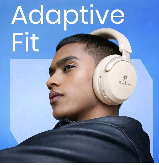 PunnkFunnk Bass Over-Ear Bluetooth Wireless Headphones with Deep Bass, 40mm Drivers, Built-in Mic, Foldable Design, Soft Cushioned Ear Cups, AUX & TF Support for Music, Gaming & Calls (White)