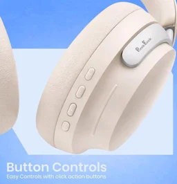 PunnkFunnk Bass Over-Ear Bluetooth Wireless Headphones with Deep Bass, 40mm Drivers, Built-in Mic, Foldable Design, Soft Cushioned Ear Cups, AUX & TF Support for Music, Gaming & Calls (White)