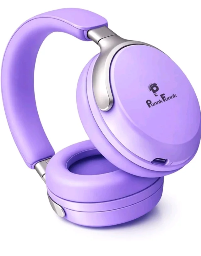 PunnkFunnk Bass Over-Ear Bluetooth Wireless Headphones with Deep Bass, 40mm Drivers, Built-in Mic, Foldable Design, Soft Cushioned Ear Cups, AUX & TF Support for Music, Gaming & Calls (Purple)