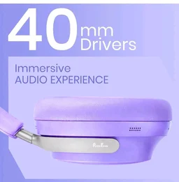 PunnkFunnk Bass Over-Ear Bluetooth Wireless Headphones with Deep Bass, 40mm Drivers, Built-in Mic, Foldable Design, Soft Cushioned Ear Cups, AUX & TF Support for Music, Gaming & Calls (Purple)