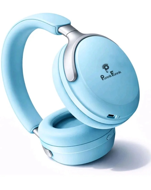 PunnkFunnk Bass Over-Ear Bluetooth Wireless Headphones with Deep Bass, 40mm Drivers, Built-in Mic, Foldable Design, Soft Cushioned Ear Cups, AUX & TF Support for Music, Gaming & Calls (Blue)