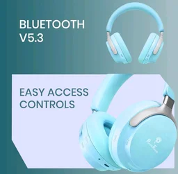 PunnkFunnk Bass Over-Ear Bluetooth Wireless Headphones with Deep Bass, 40mm Drivers, Built-in Mic, Foldable Design, Soft Cushioned Ear Cups, AUX & TF Support for Music, Gaming & Calls (Blue)