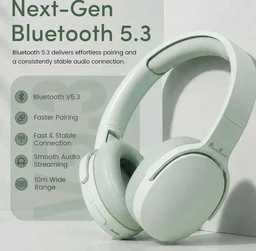PunnkFunnk BeatXtra Wireless Stereo Bluetooth Headphones V5.3, Over Ear Foldable Headset with 40mm Drivers, Soft Cushioned Ear Pads, Built-in Mic, AUX Input, 10M Wireless Range, Teen & Adults (Green)