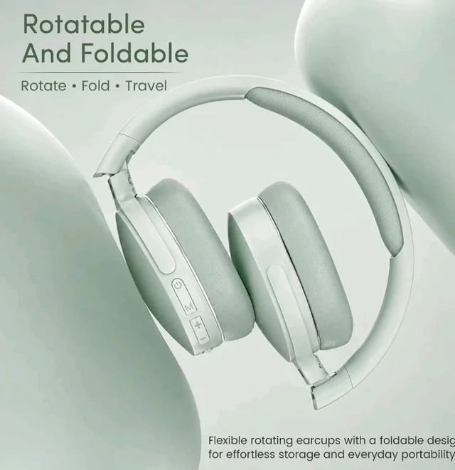 PunnkFunnk BeatXtra Wireless Stereo Bluetooth Headphones V5.3, Over Ear Foldable Headset with 40mm Drivers, Soft Cushioned Ear Pads, Built-in Mic, AUX Input, 10M Wireless Range, Teen & Adults (Green)