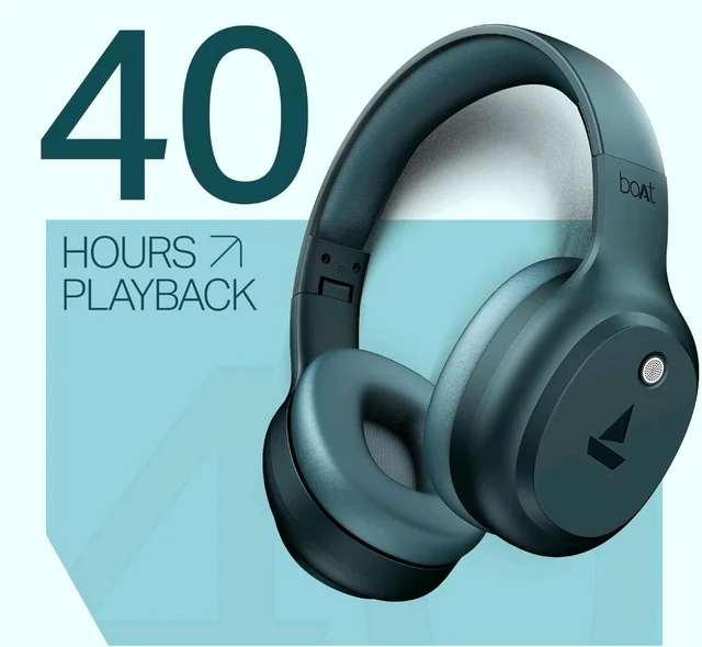 boAt Rockerz 421, 60H Battery, Low Latency(40Ms), 40Mm Drivers, ENx Tech, Stream Ad Free Music via App Support, Bluetooth Headphones, Wireless Over Ear Headphone with Mic (Bold Blue)
