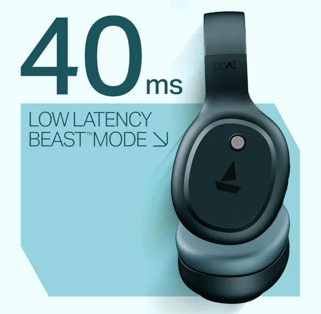 boAt Rockerz 421, 60H Battery, Low Latency(40Ms), 40Mm Drivers, ENx Tech, Stream Ad Free Music via App Support, Bluetooth Headphones, Wireless Over Ear Headphone with Mic (Bold Blue)