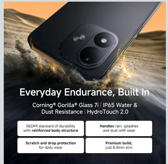 Redmi Note 17 5G (Dark Night, 8GB RAM, 128GB ROM) | 8000mAh Battery + 45W Fast Charging | 6.99" TrueColour AMOLED | Snapdragon 4 Gen 4 | 50MP Dual AI Camera | Corning® Gorilla® Glass 7i | IP65 - Dark Night